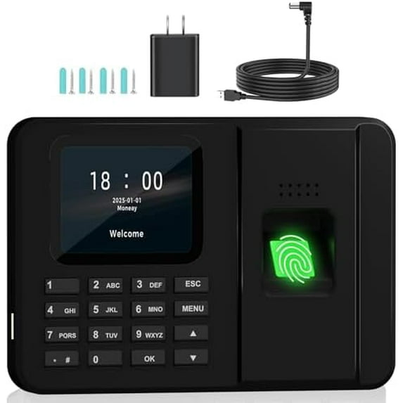 Time Clocks for Employees Small Business, Fingerprint + PIN, Clock in and Out Machine for Employees, No Monthly Fee No Software Required