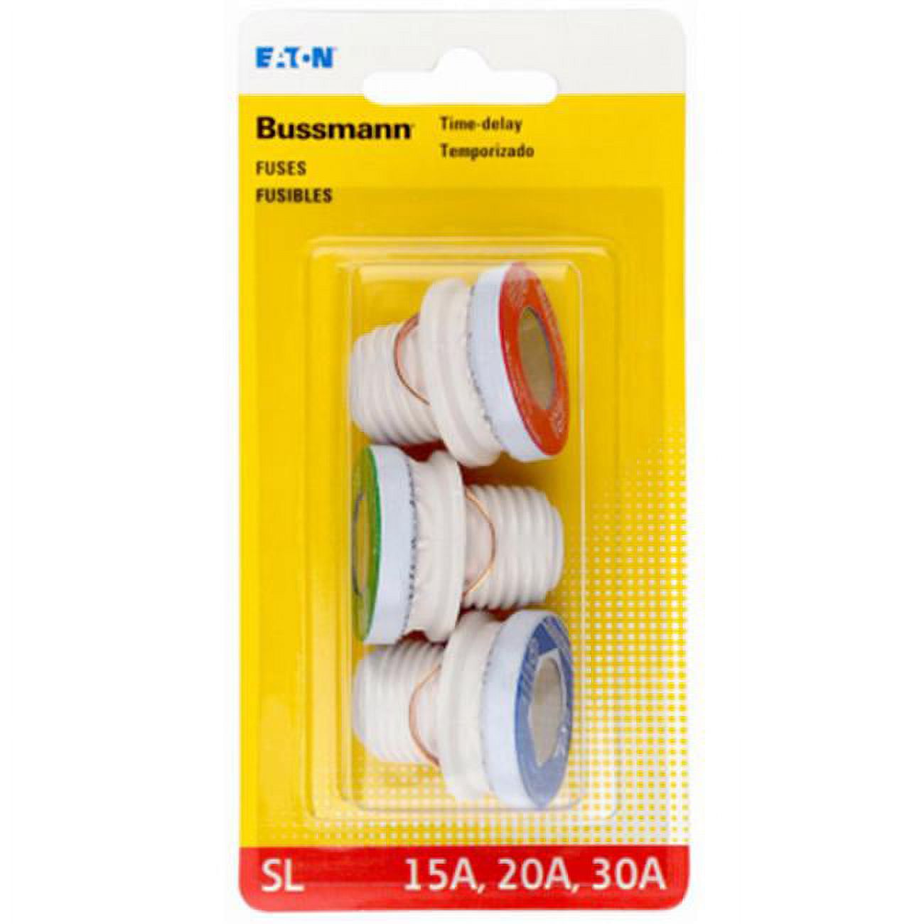 Time Delay SL Plug Fuse Assorted Color, Pack of 3