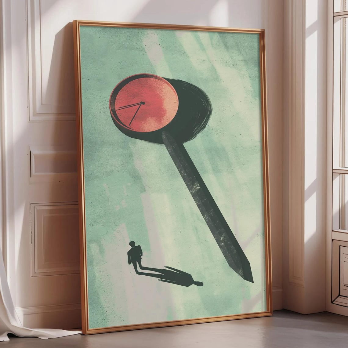 Time Erasing Life Poster, Minimal Surreal Clock Concept, Philosophical ...