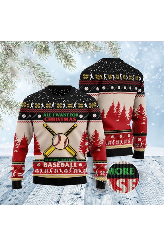 Time For Baseball 3D Christmas Sweater, Funny Xmas Sweater, Sweater Xmas