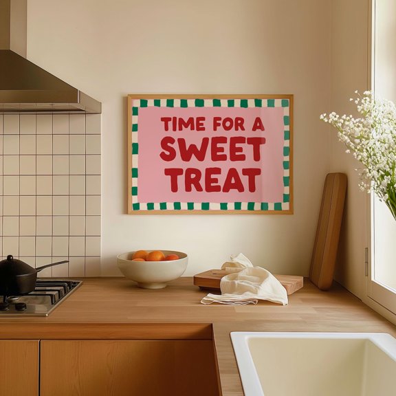 Time For Sweet Treat Checkered Kitchen Decor Wall Art