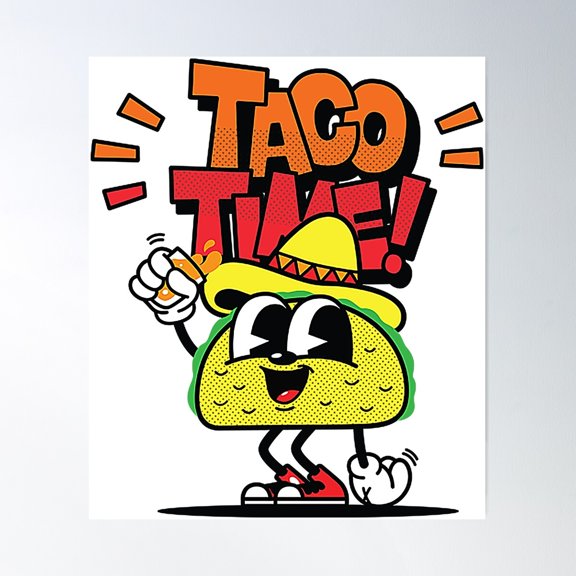 Time For Taco'S! Poster Wall Art, Modern Wall Decor For Living Room Bedroom, 8x12 UNFRAMED