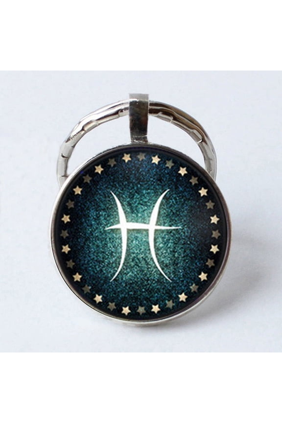 Time Gem Metal Keychain: Electroplated Alloy Key Chain with 25MM Constellation Design, Twelve Zodiac Signs