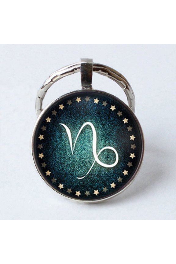 Time Gem Metal Keychain: Electroplated Alloy Key Chain with 25MM Constellation Design, Twelve Zodiac Signs