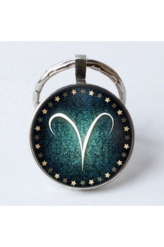 Time Gem Metal Keychain: Electroplated Alloy Key Chain with 25MM Constellation Design, Twelve Zodiac Signs