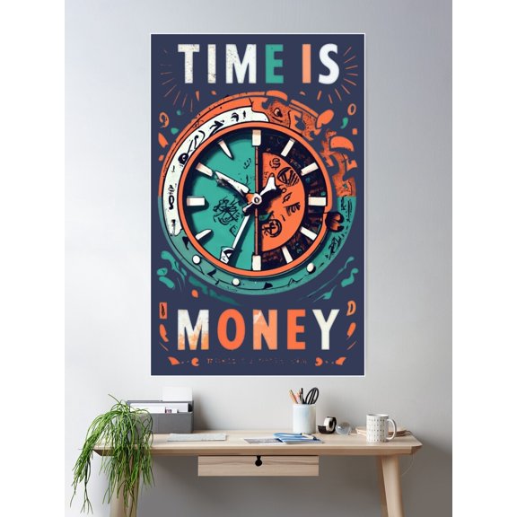 Time Is Money Poster Wall Art, Modern Wall Decor For Living Room Bedroom, 12x18 UNFRAMED