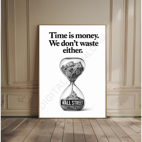 Time Is Money Wall Street Wall Art Print, Unframed Paper Poster 8x10in