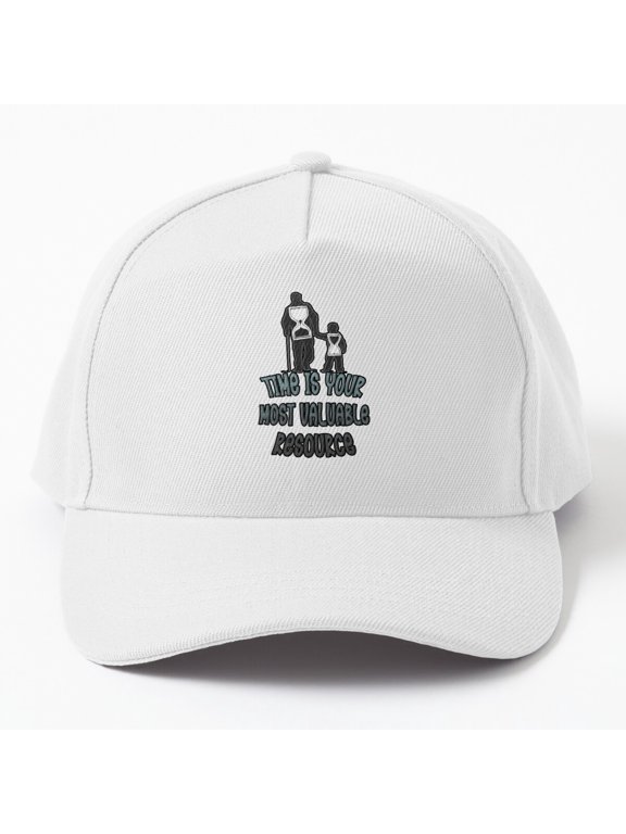 Time Is Valuable Baseball Cap, Typography Statement Design, Classic Hat Style