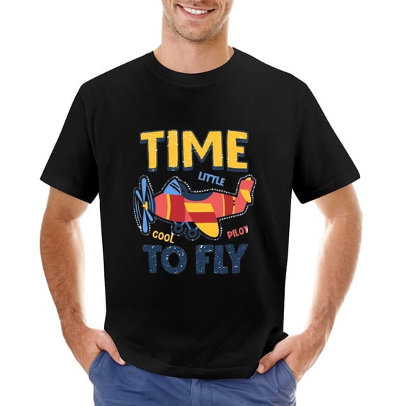 Time Little To Fly Vintage T-shirt Mens Cotton Classic Crewneck Short Sleeve Tees Unisex Black S