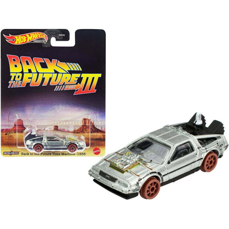 Time Machine Railroad Version Brushed Metal Back to The Future Part III 1990 Movie Diecast Model Car by Hot Wheels Red