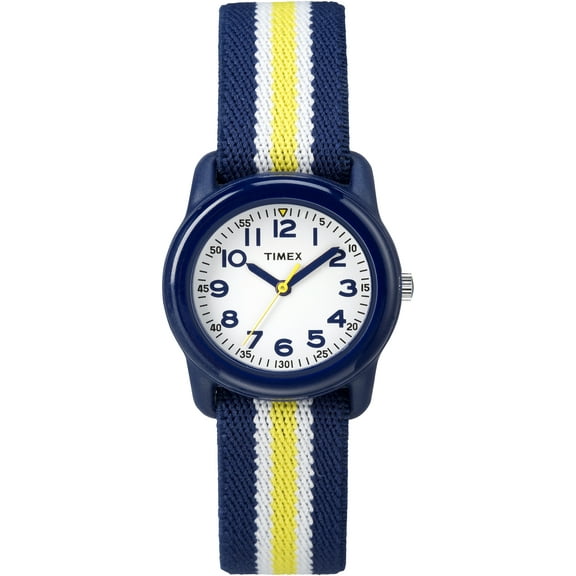Time Machine by TIMEX 29mm Elastic Band Wristwatch, Blue/Yellow