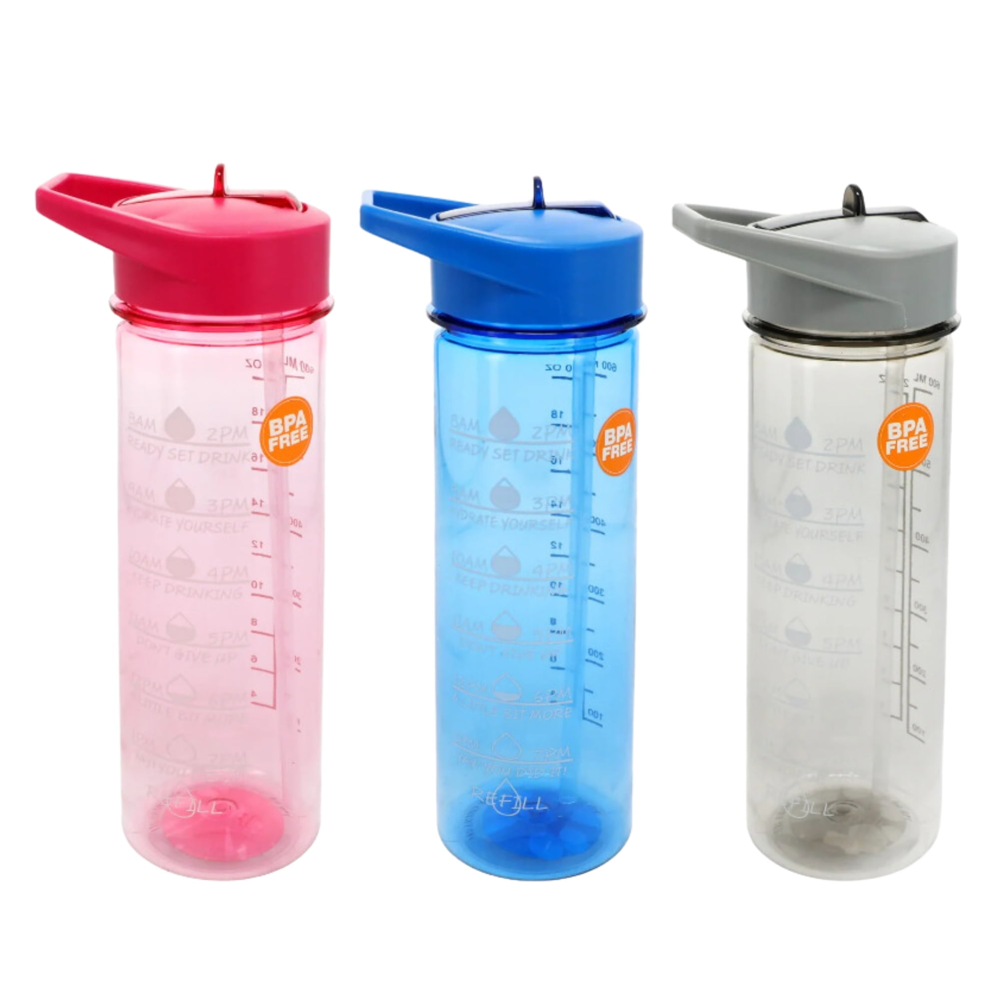 Time-Marked Water Bottles, 27Oz Colorful Motivational Tumblers with Straw BPA Free Leakproof for Kids Adults Office School GYM Camping Workout Outdoor Activities Drinking Bottle Set of 3 (Colors Vary)