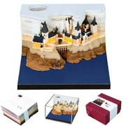 Time Piece Calendar 2026, 3D Sticky Notes 2026, Magic Castle with Weekly & LED Lights, 3D Calendar Paper Carving Art Memo Pad Notepad, Gift for Christmas Housewarming Desktop Decoration