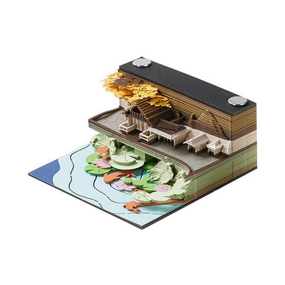 Time Piece Calendar - 2026 Desk Calendar With Pen Holder,3D Paper Carving Art Memo Pad Notepad,2026 Tear Off Calendars DIY Decorative Gift for Christmas Housewarming Desktop Decoration