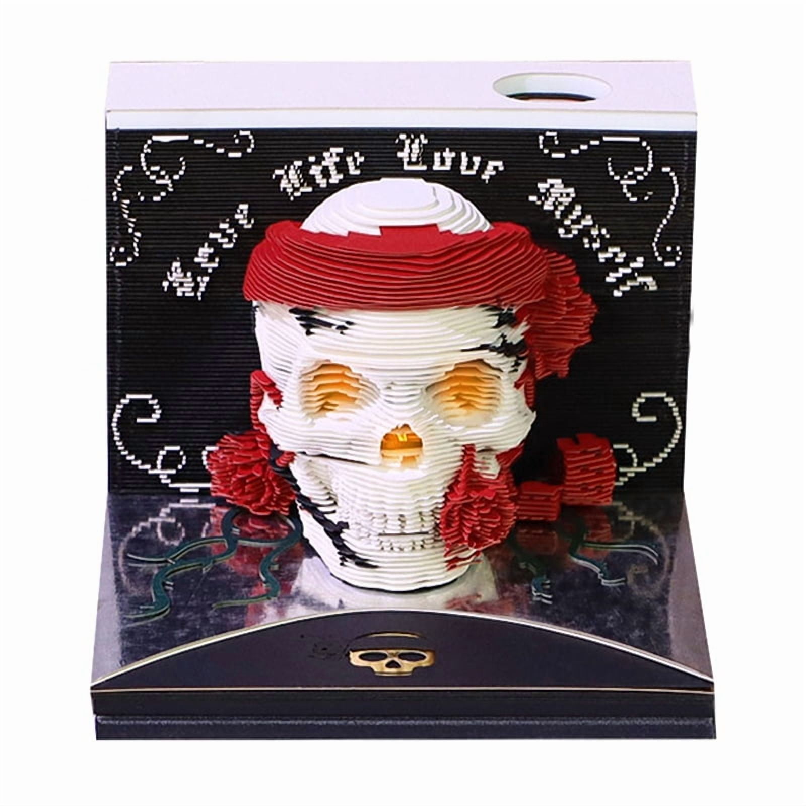 Time Piece Calendar 2026 Desk Calendar With LED Light 3D Tear-away Calendar Paper Carving Art Pad Notepad Gift Christmas