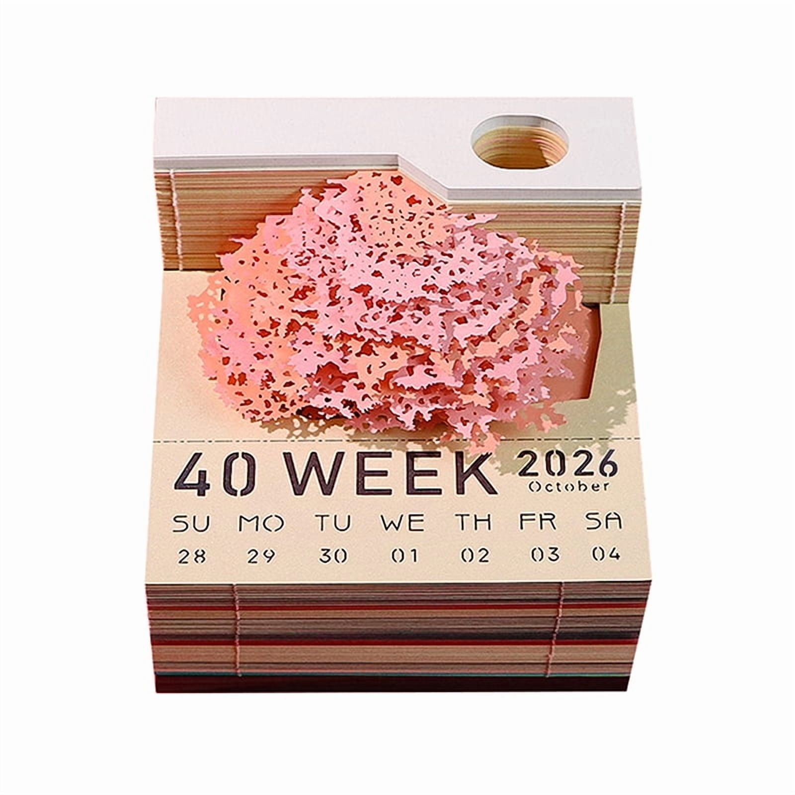 Time Piece Calendar 2026 Desk Calendar With LED Light 3D Tear-away Calendar Paper Carving Art Pad Notepad Gift Christmas
