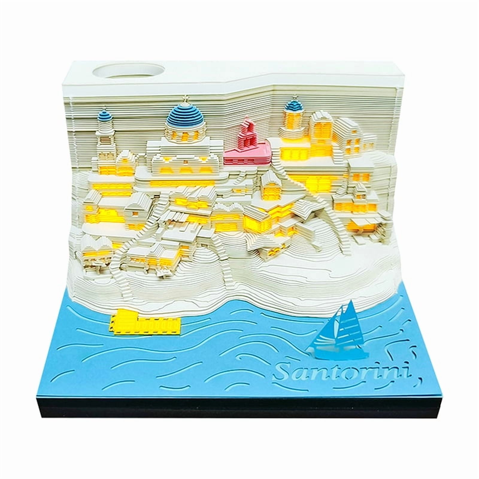 Time Piece Calendar 2026 Desk Calendar With LED Light 3D Tear-away Calendar Paper Carving Art Pad Notepad Gift Christmas