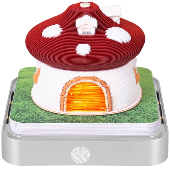 Time Piece Calendar 3D Printing Calendar with LED Light and Acrylic Protective Case DIY 3D Desk Calendar Mushroom for Christmas Housewarming Desktop Decoration