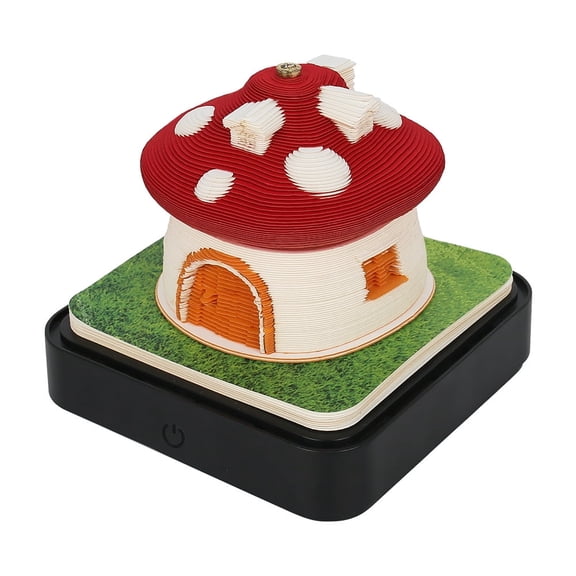 Time Piece Paper Calendar,3D Art Desk Calendar With Lights,DIY Paper Carving Art Notepad Mushroom House Calendar Gift Desktop Decoration