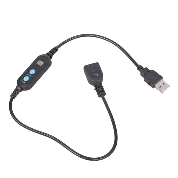 Time Presetable USB Timer Cord 1-30 Minutes Settable with Time Adjustment Button For Office Home Electronics Black