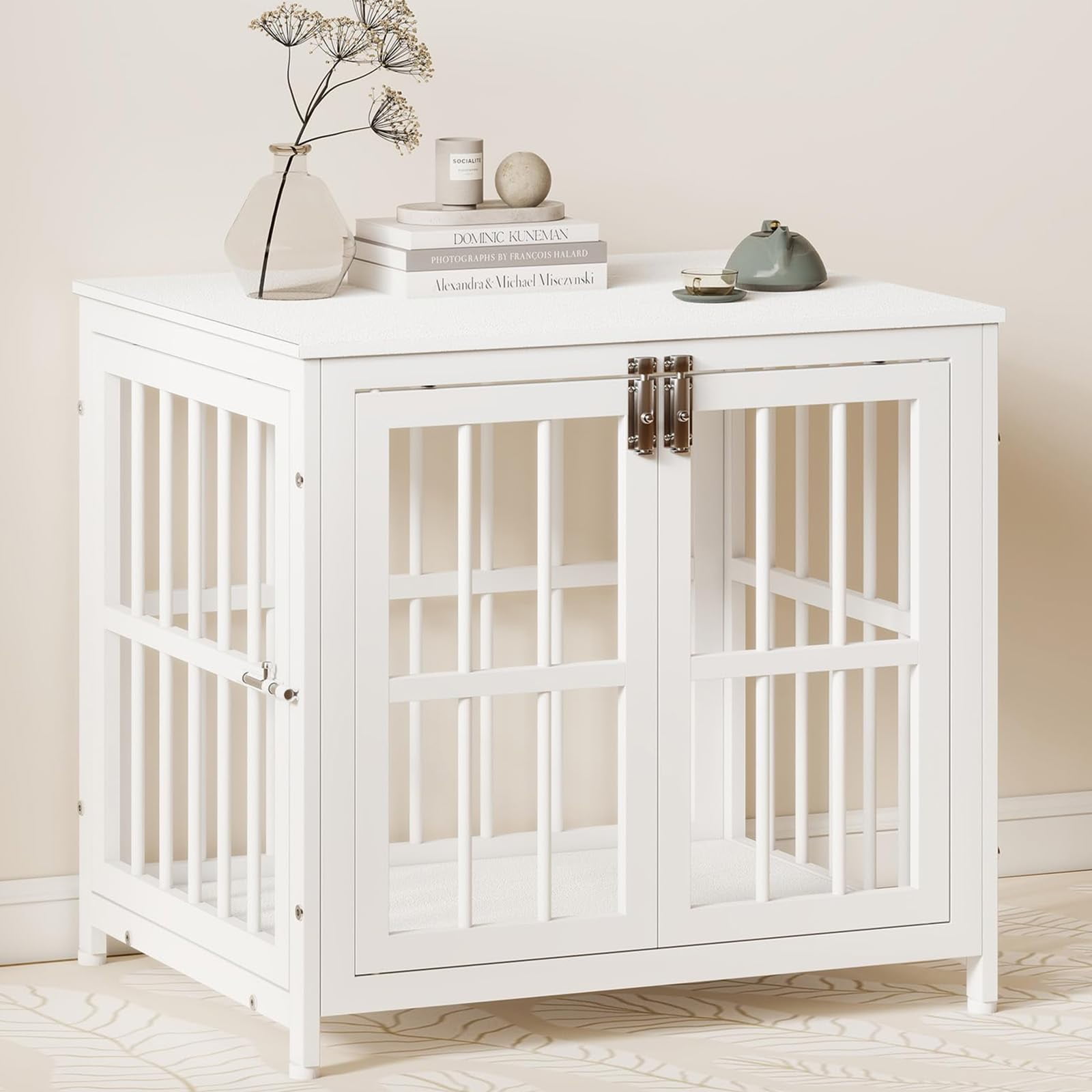Time Ray 26 Inch Wooden End Table Dog Crate Furniture with Multiple ...