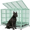 thumbnail image 1 of TIME RAY 48 Inch Heavy Duty Dog Crate for XL Large Dog,Indestructible High Anxiety Dog Cage for Indoor and Outdoor with Wheels and Removable Tray, Green, 1 of 8