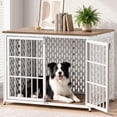thumbnail image 1 of TIME RAY 42" Dog Crate Furniture, Heavy-Duty Metal Dog House, Decorative Pet House that Doubles as an Indoor Side Table, Antique,White, 1 of 8