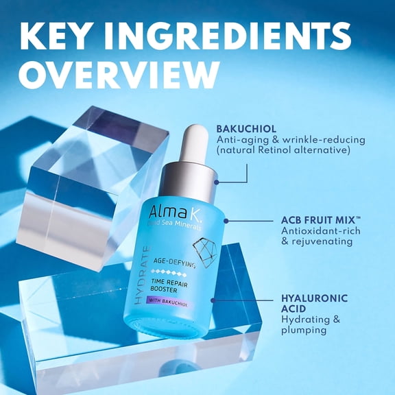 Alma K Time Repair Booster With Bakuchiol, Anti Aging Face Serum, 1 oz