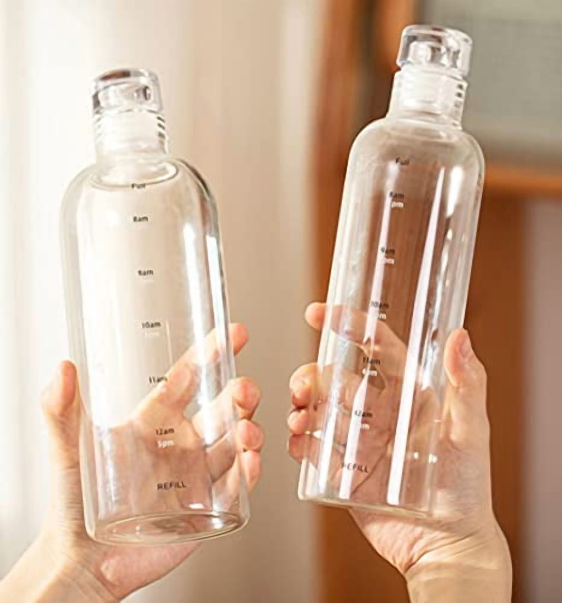 Time Scale Clear Glass Water Bottle Juice Cup
