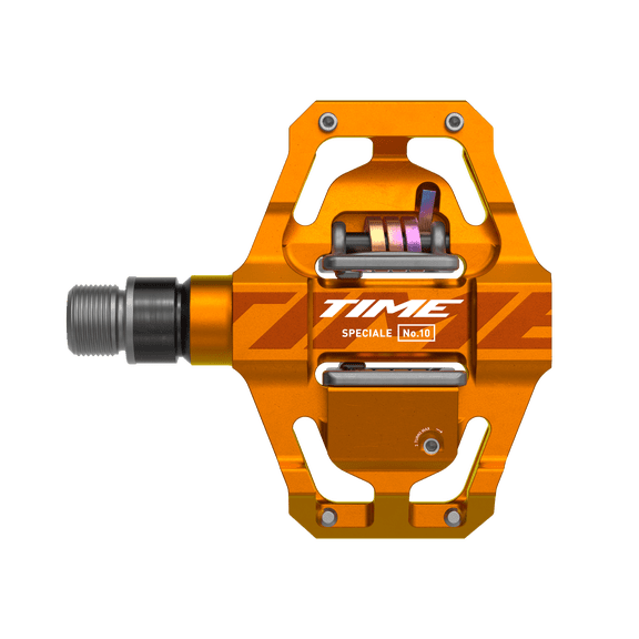 Time Speciale 10 Pedals - Dual Sided Clipless with Platform, Aluminum, 9/16", Tangerine, Small, B1