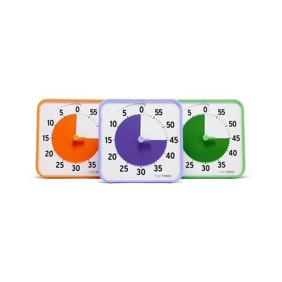Time Timer 8 Inch Visual Timer Classroom Set — 60 Minute — Secondary Colors (3-Pack)