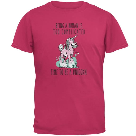 Time To Be A Unicorn Mens T Shirt Pink LG