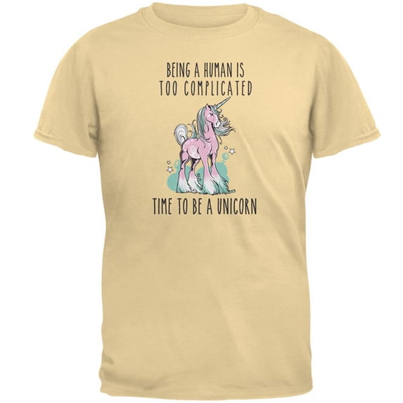 Time To Be A Unicorn Mens T Shirt Yellow Haze X-LG