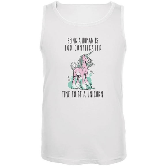 Time To Be A Unicorn Mens Tank Top White LG