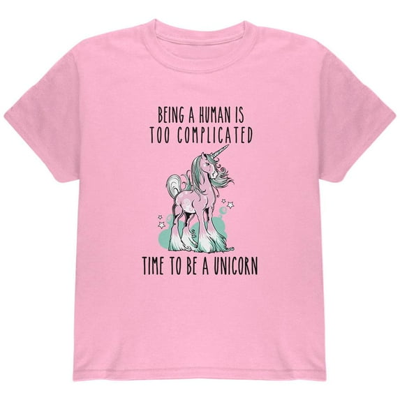 Time To Be A Unicorn Youth T Shirt Light Pink YSM