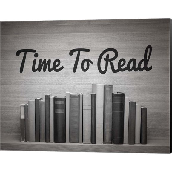 Time To Read - Wood Background Black and White by Color Me Happy, Canvas Wall Art, 20W x 16H