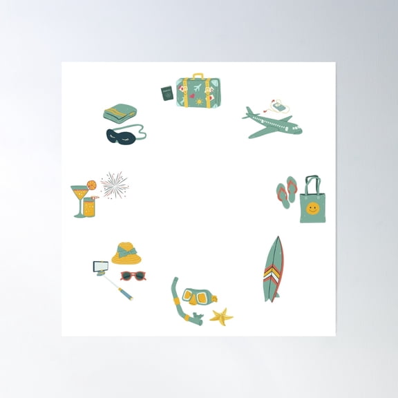 Time To Travel Poster Wall Art, Modern Wall Decor, 24x24 UNFRAMED