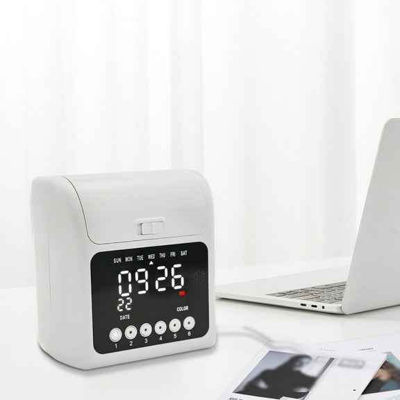 Time Tracker Machine, Employee Punch Times Calculating Time Clock, Small Business Punch Pak, for Employees of Small Business, Includes 50 Time Cards,White