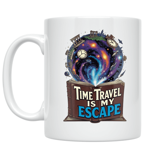 Time Travel Is My Escape - Science Fiction Adventure Lover - 11 oz Ceramic Coffee Mug