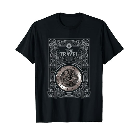 Time Travel Watch Steampunk Vintage Gears Mechanic Gift Cotton T-Shirt