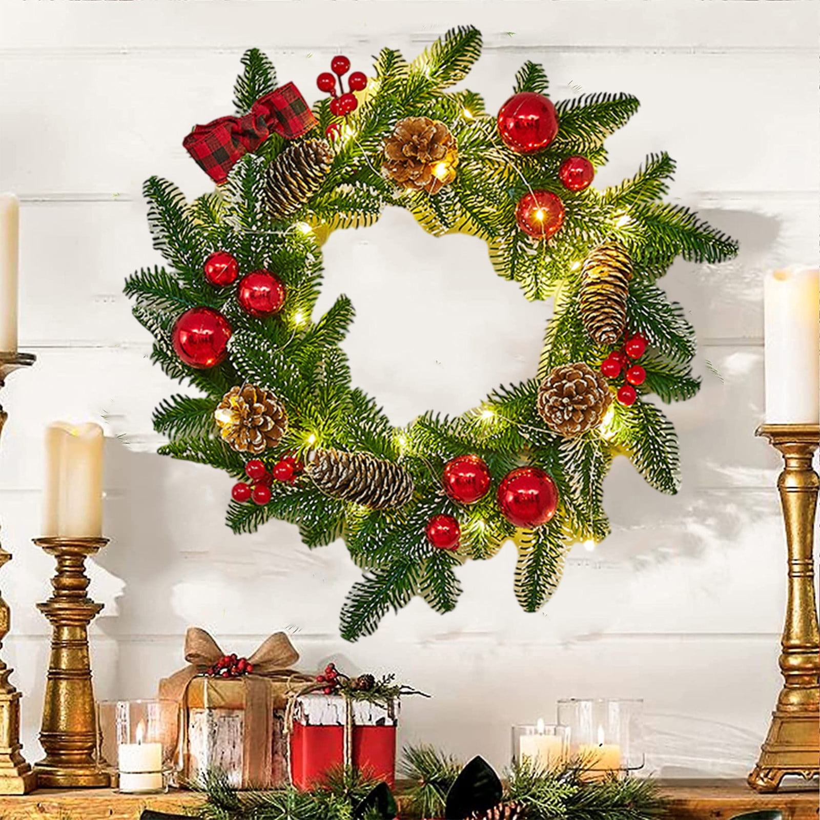 Time and Tru Clearance Christmas Wreath With Lights, PreLit Christmas
