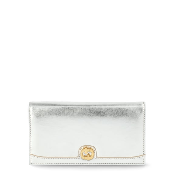 Time & Tru Cora Double Sided Trifold Wallet, Metallic Gold