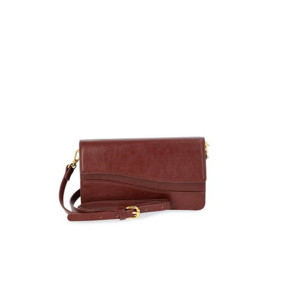 Time and Tru Women's Eden Flap Wallet, Black Crimson