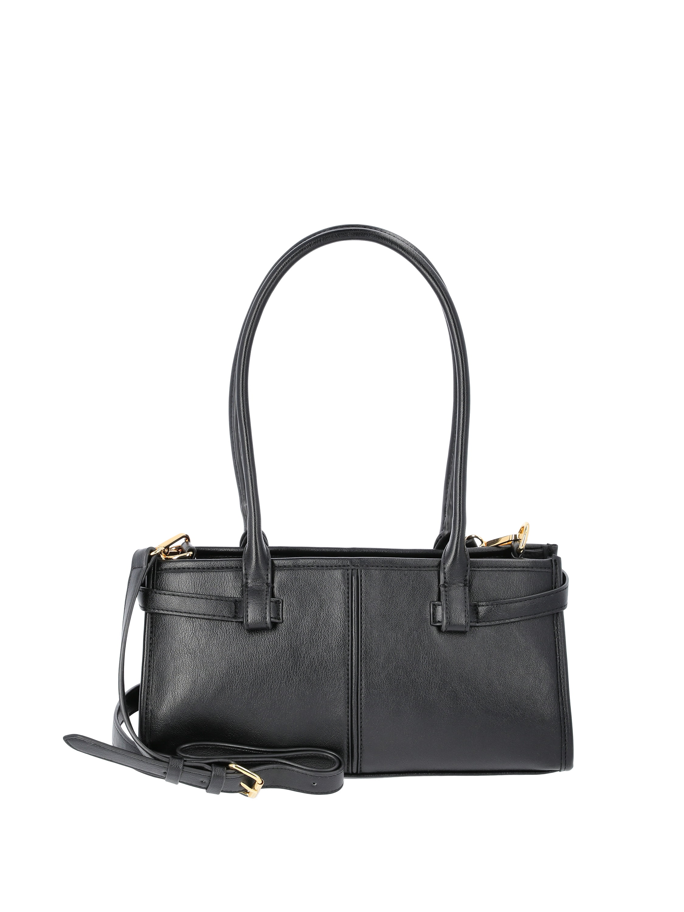 Time & Tru Women's Faux Leather Gwyn Shoulder Bag, Black
