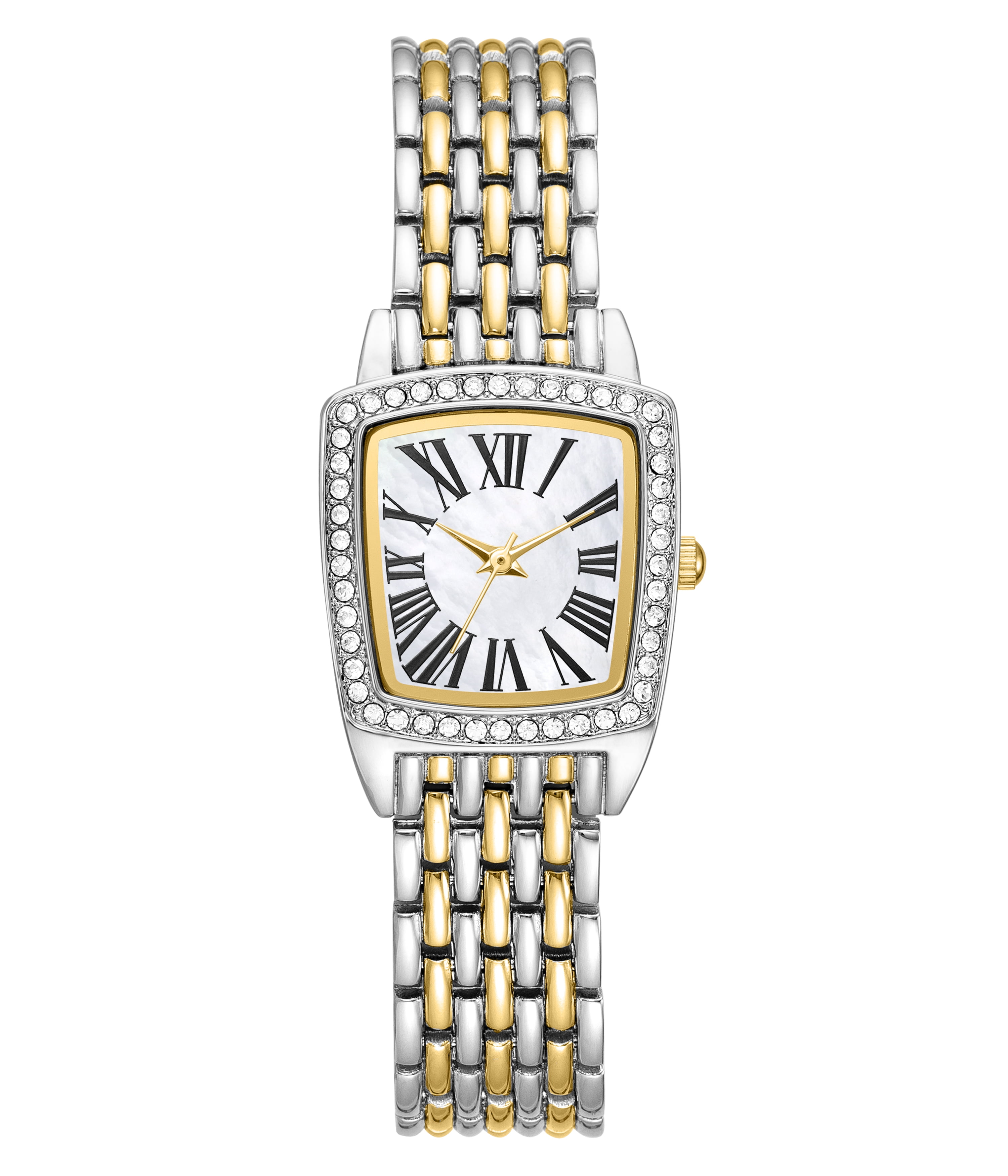 Time and Tru Heirloom Collection: Two-Tone Wristwatch with Crystal Bezel for Women