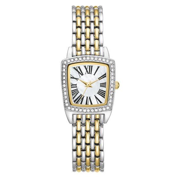 Time and Tru Heirloom Collection: Two-Tone Wristwatch with Crystal Bezel for Women