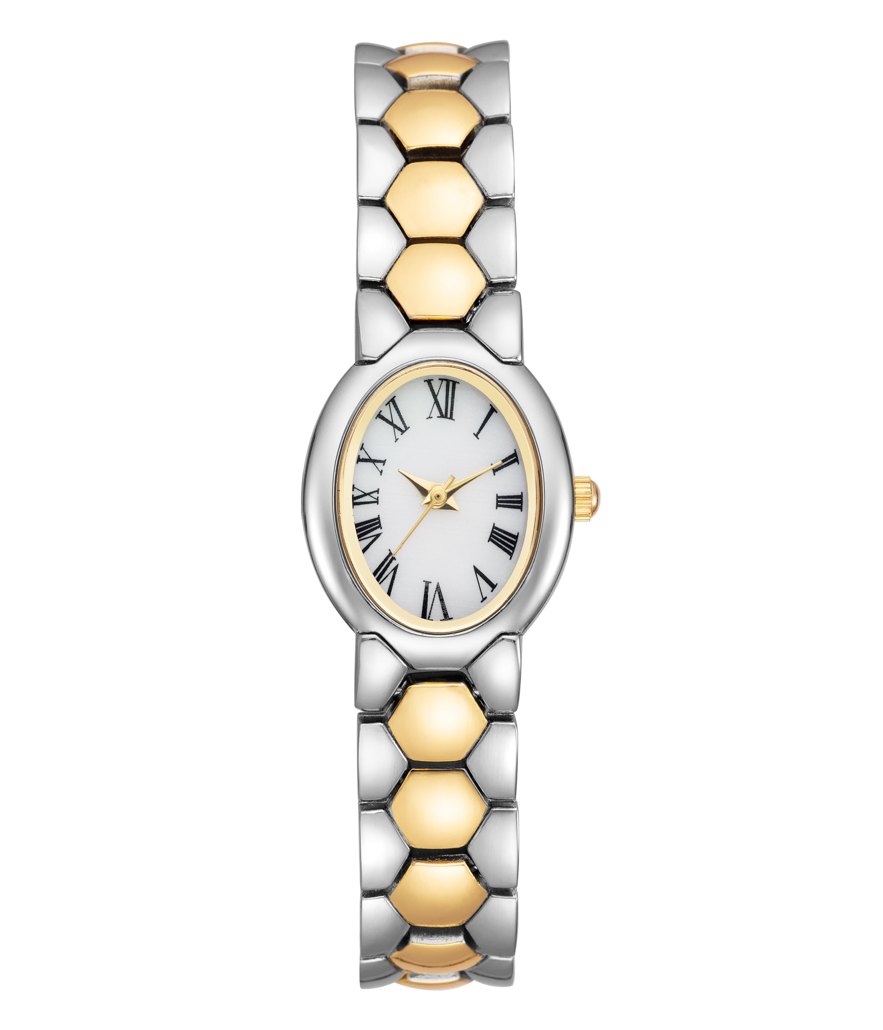 Time and Tru Heirloom Collection: Two-Tone Wristwatch with Oval Dial for Women