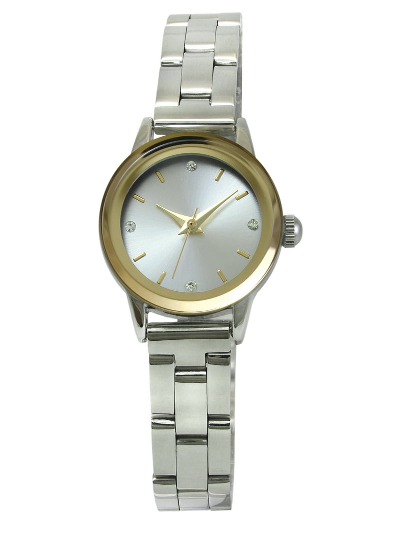 Time & Tru Ladies Silver Gold Watch with Crystal Accents  display picture 2