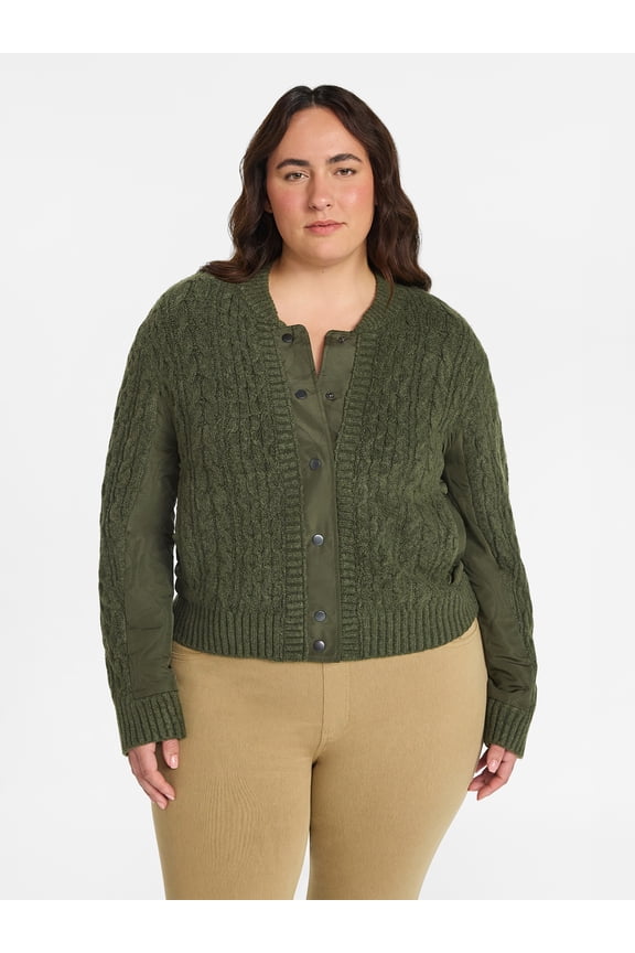 Women's Snap Front Sweater, Sizes XS-XXXL