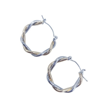Time & Tru Ladies Twisted Hoop Earring, Gold and Silver Metal Earring, Hoop Style, Twisted Metal Design